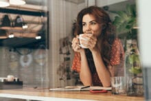 woman drinking coffee
