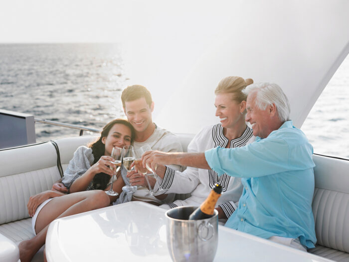 wealthy family on a yacht