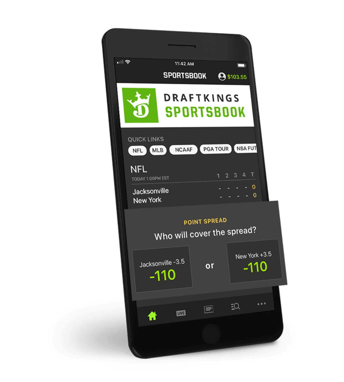 Phone with DraftKings app