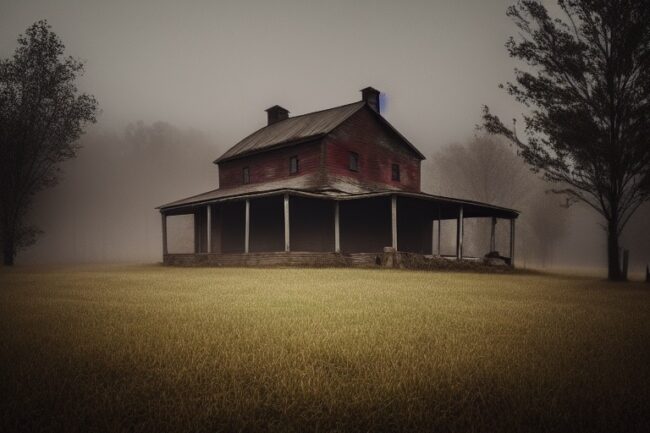 Picture of an old, dilapidated wooden house
