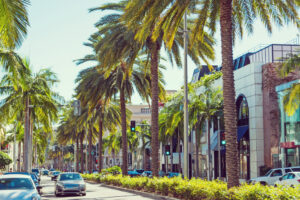 Rodeo Drive in Beverly Hills, California to illustrate a city with a high cost of living