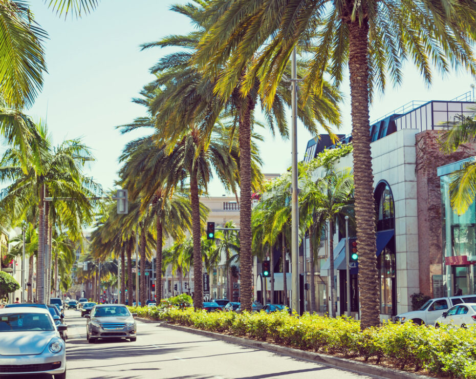 Rodeo Drive in Beverly Hills, California to illustrate a city with a high cost of living