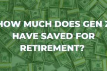 Graphic with $100 dollar bills that asks how much does Gen Z have saved for retirement?