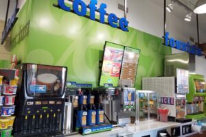 Coffee and Fountain Self Serve Stations inside a Gas Station