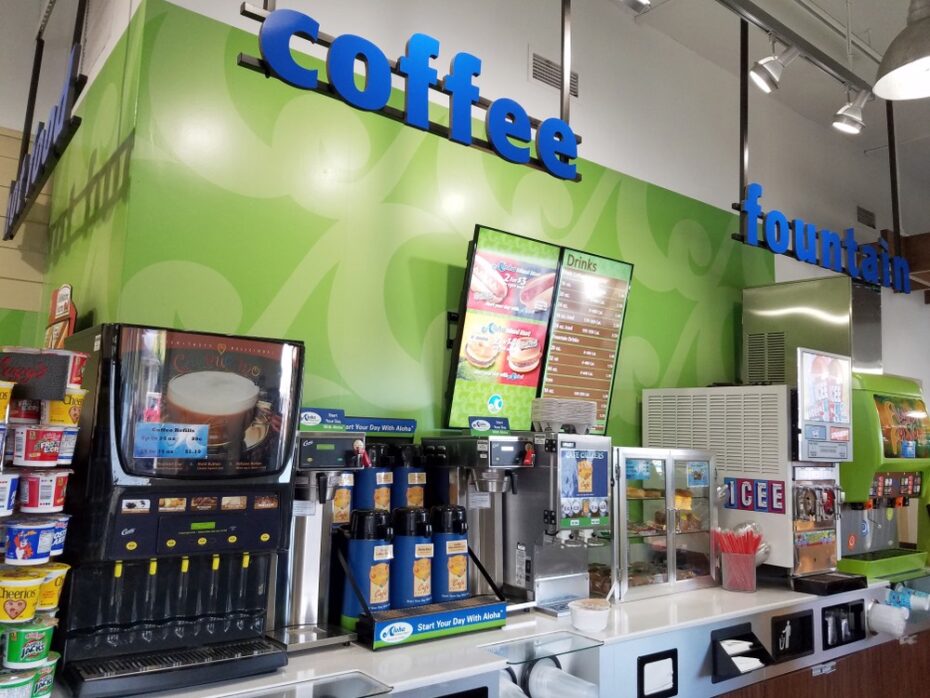 Coffee and Fountain Self Serve Stations inside a Gas Station
