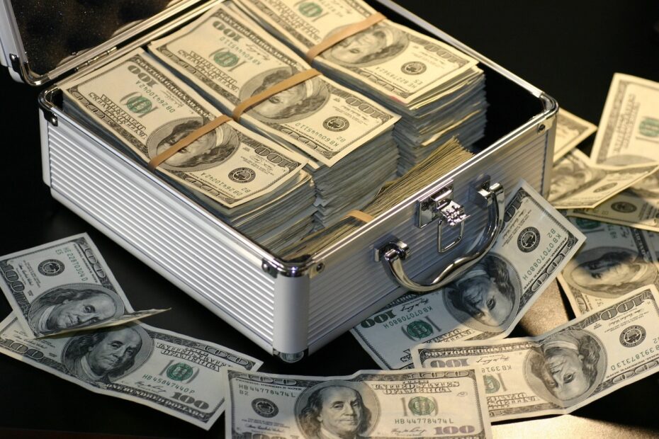 Hundred dollar bills in a case