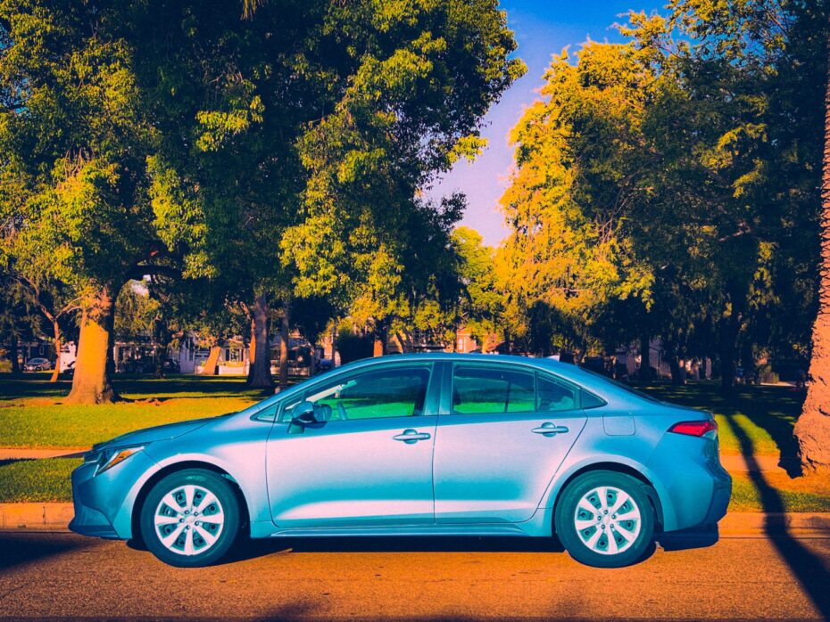New Toyota Corolla in front of a park