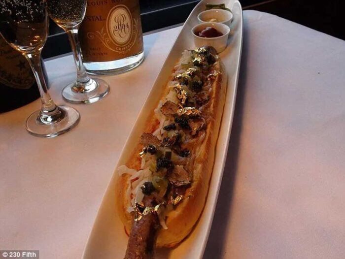 The most expensive hot dog in the world, the 230 Fifth Hot Dog 