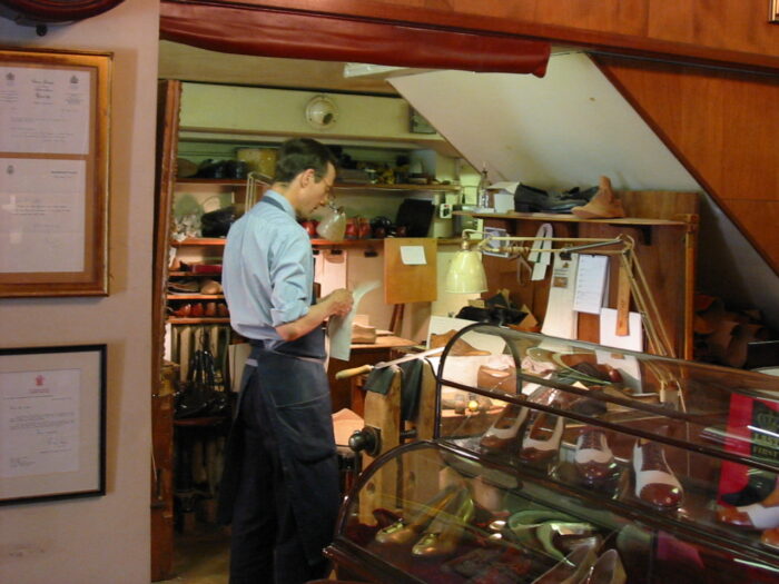 Shoemaker working at John Lobb in London