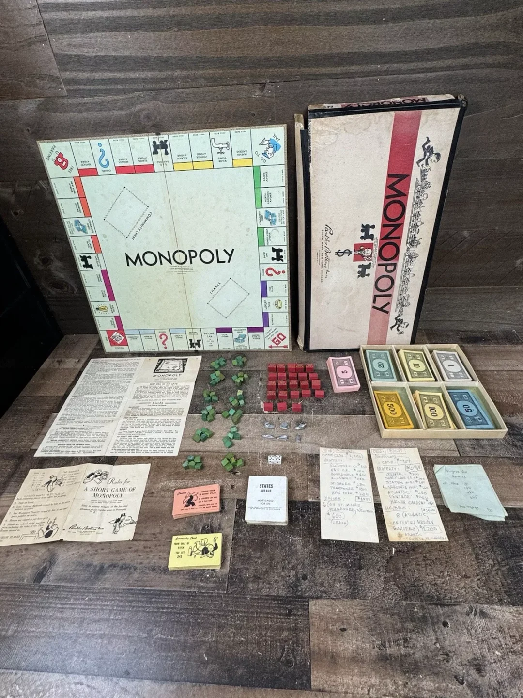 Vintage Parker Brothers Monopoly Board Game With Wooden Pieces