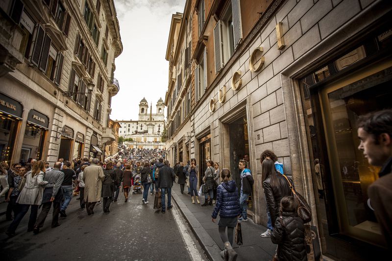 Via dei Condotti with high fashion shops in Rome