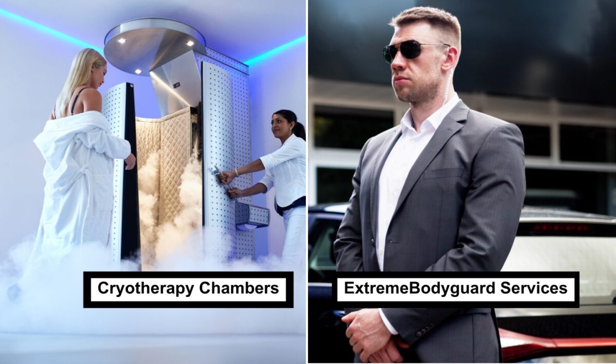 Cryotherapy chambers and extreme bodyguard services