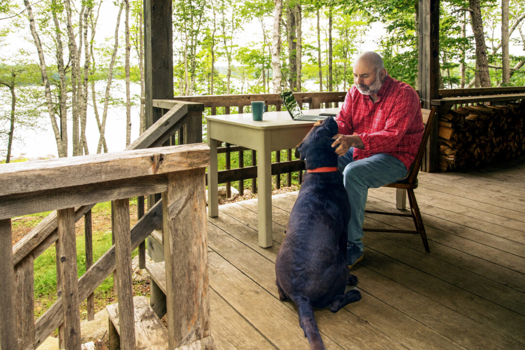 Taking a break with a canine friend