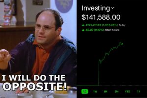 George Costanza saying i will do the opposite and a screenshot of options returns