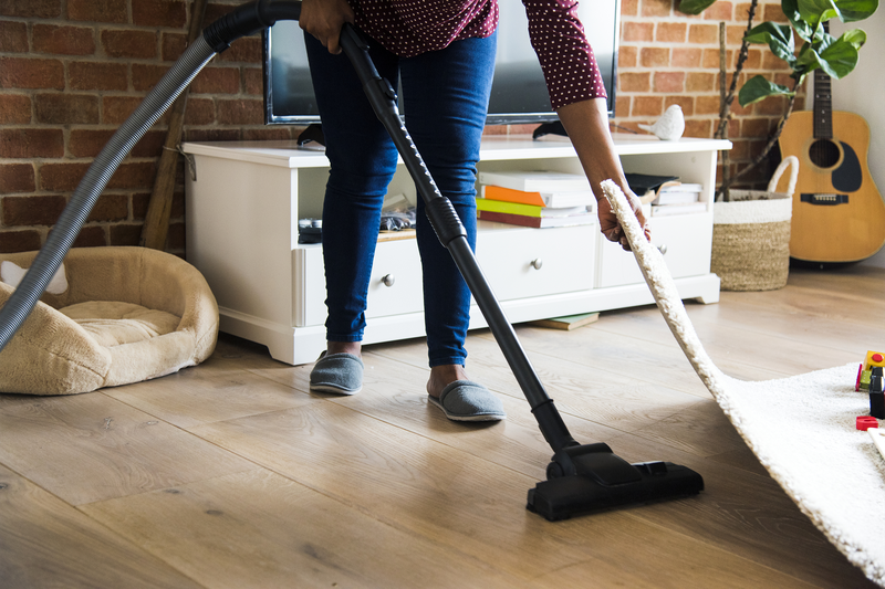 Woman vacuuming