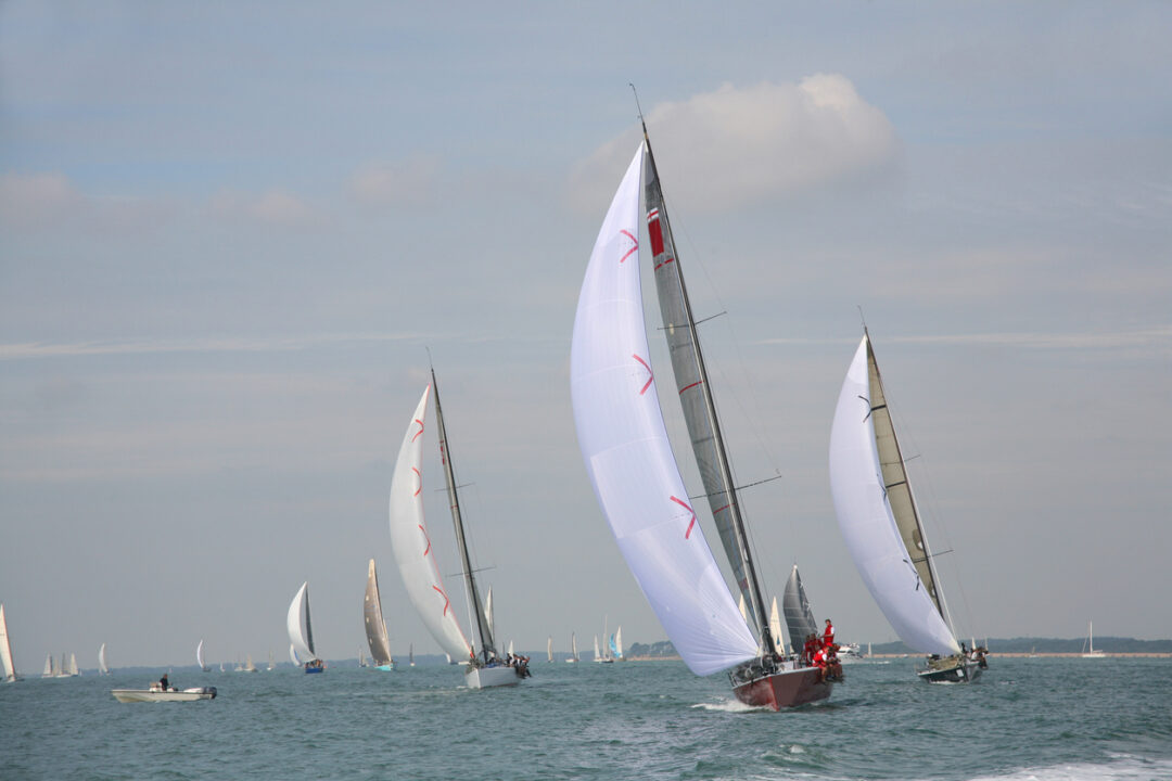 Sailing races at Cowes with the red team out front.