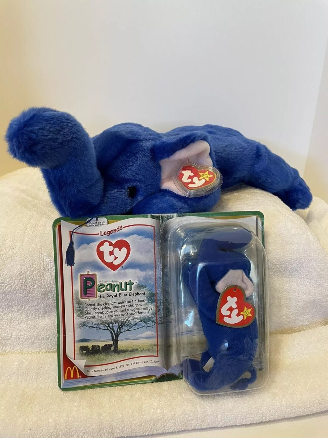 royal blue peanut elephant beanie baby