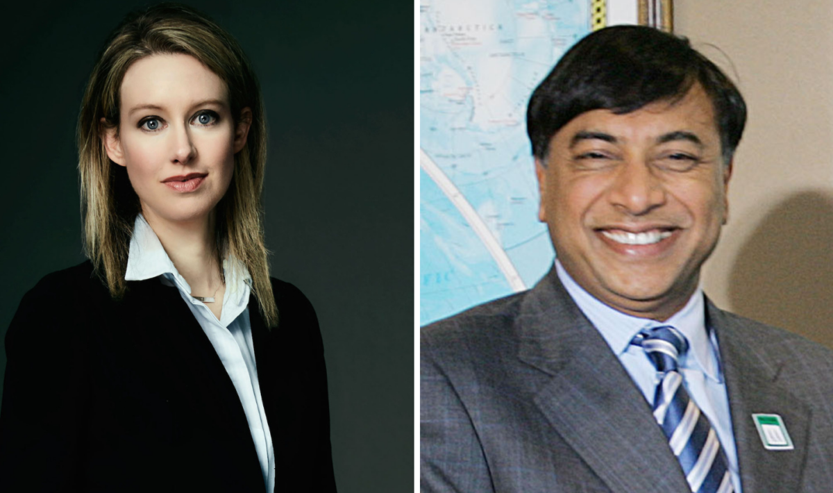 Billionaires Elizabeth Holmes and Lakshmi Mittal