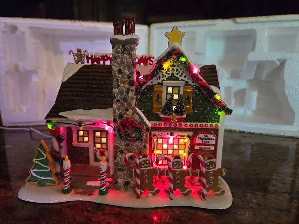 gingerbread house snow village