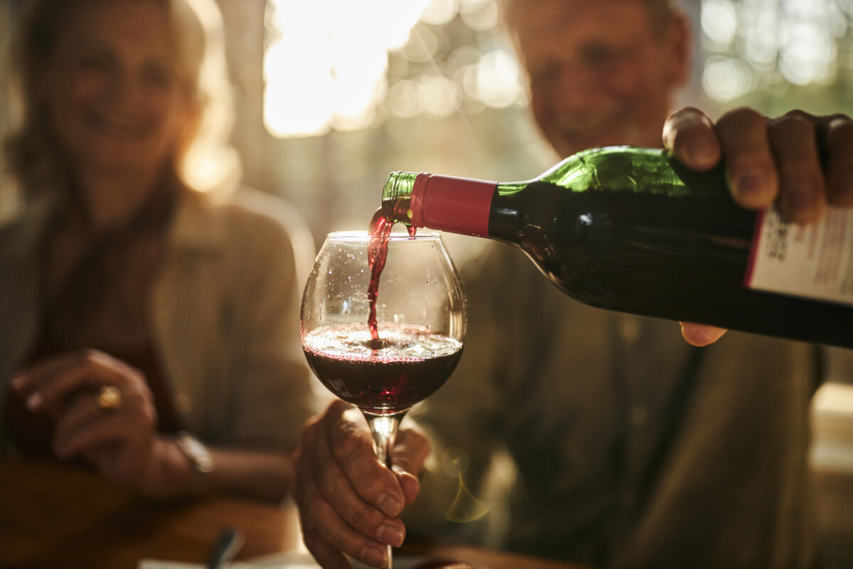 Pouring wine during a meal!