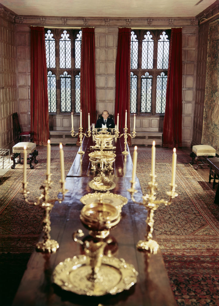 American industrialist J. Paul Getty in the dining room of Sutton Place