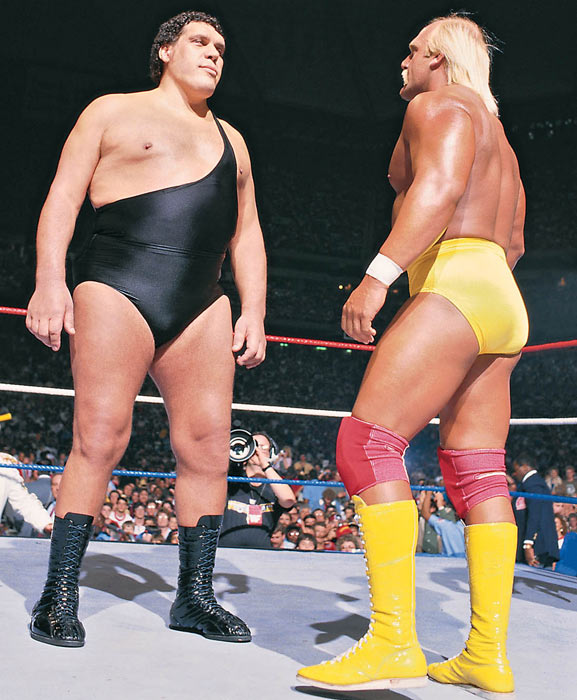 Andre the Giant with Hulk Hogan in the ring