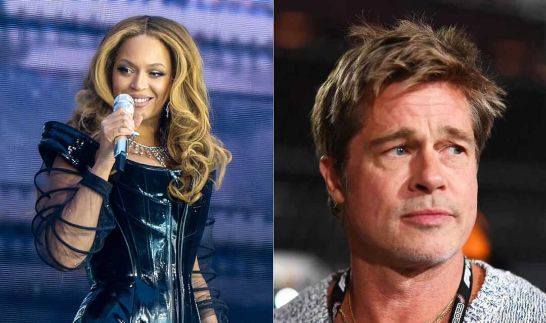 A woman in a shiny black outfit sings into a microphone on stage, while a man in a casual shirt with a lanyard around his neck looks to the side, with both shown in a split-screen format.