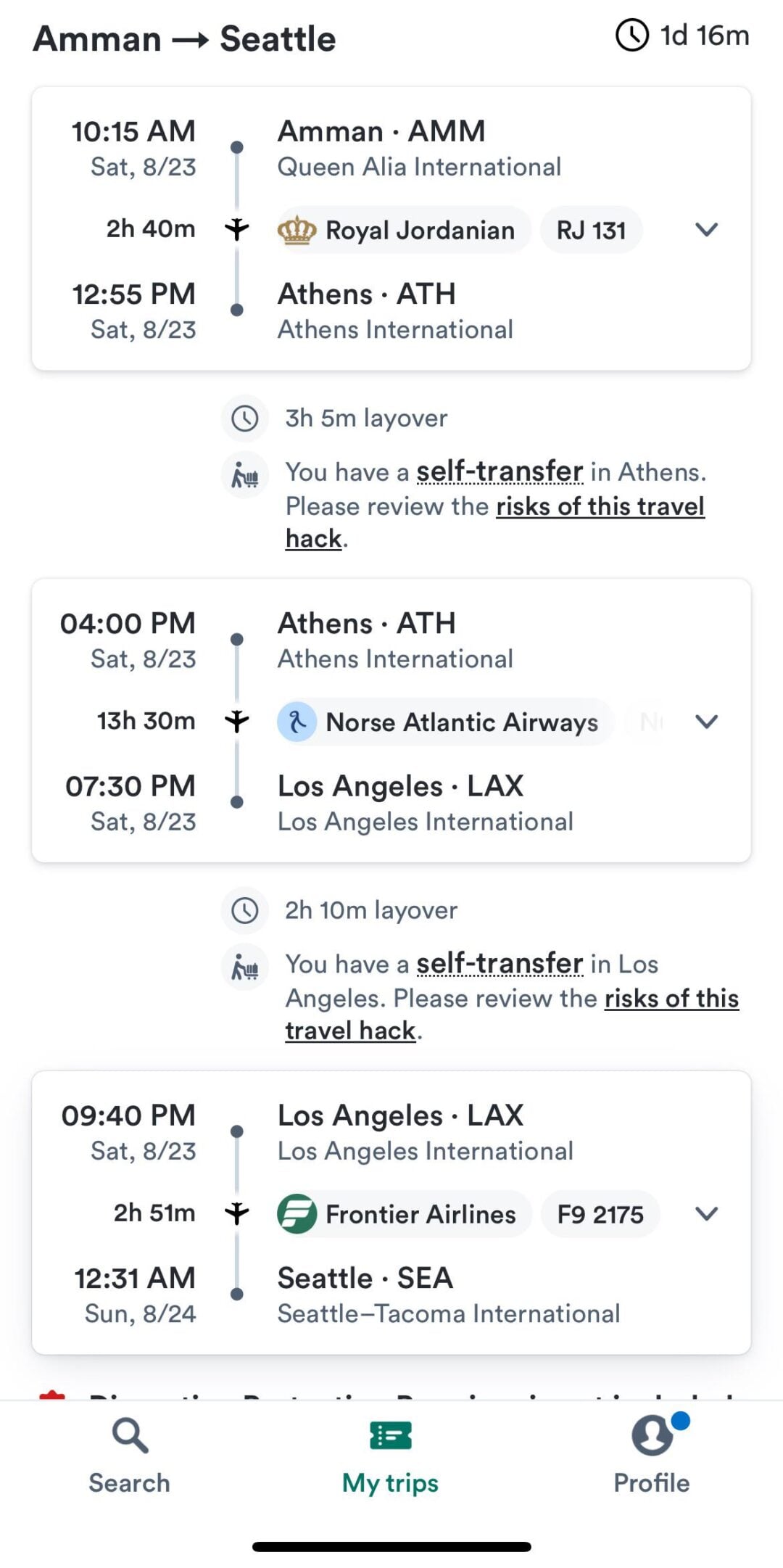 Booking screen showing three transport options: Van for up to 7 passengers at CLP $40,000, Shared ride for 1 passenger at CLP $10,670, and Auto for up to 3 passengers at CLP $26,900. Trip durations range from 31 to 45 minutes.