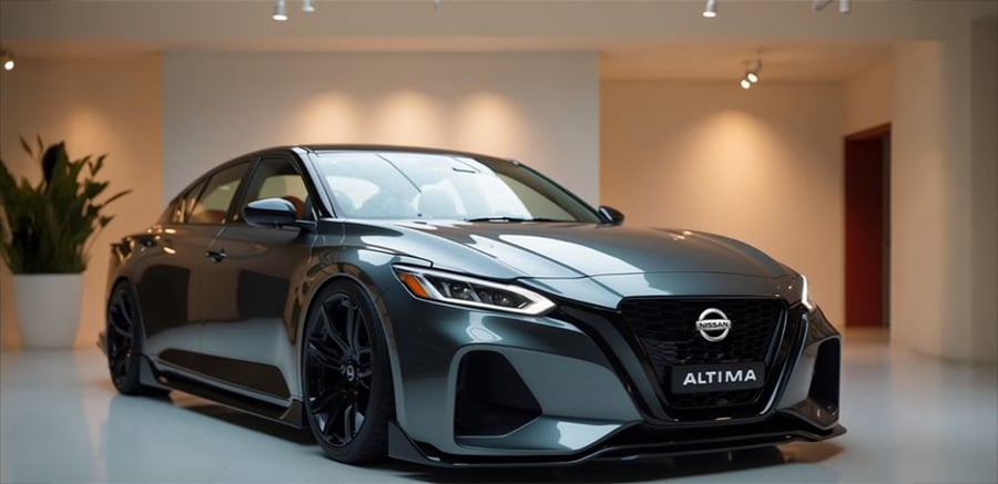 A car parked in a showroom