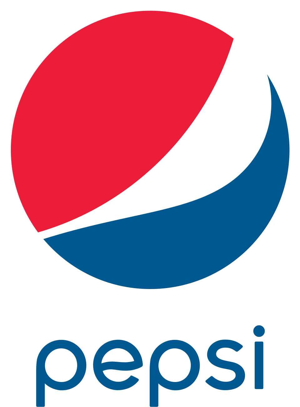 The image shows the Pepsi logo, featuring a circle with red, white, and blue wave-like segments, above the word "pepsi" in lowercase blue letters.