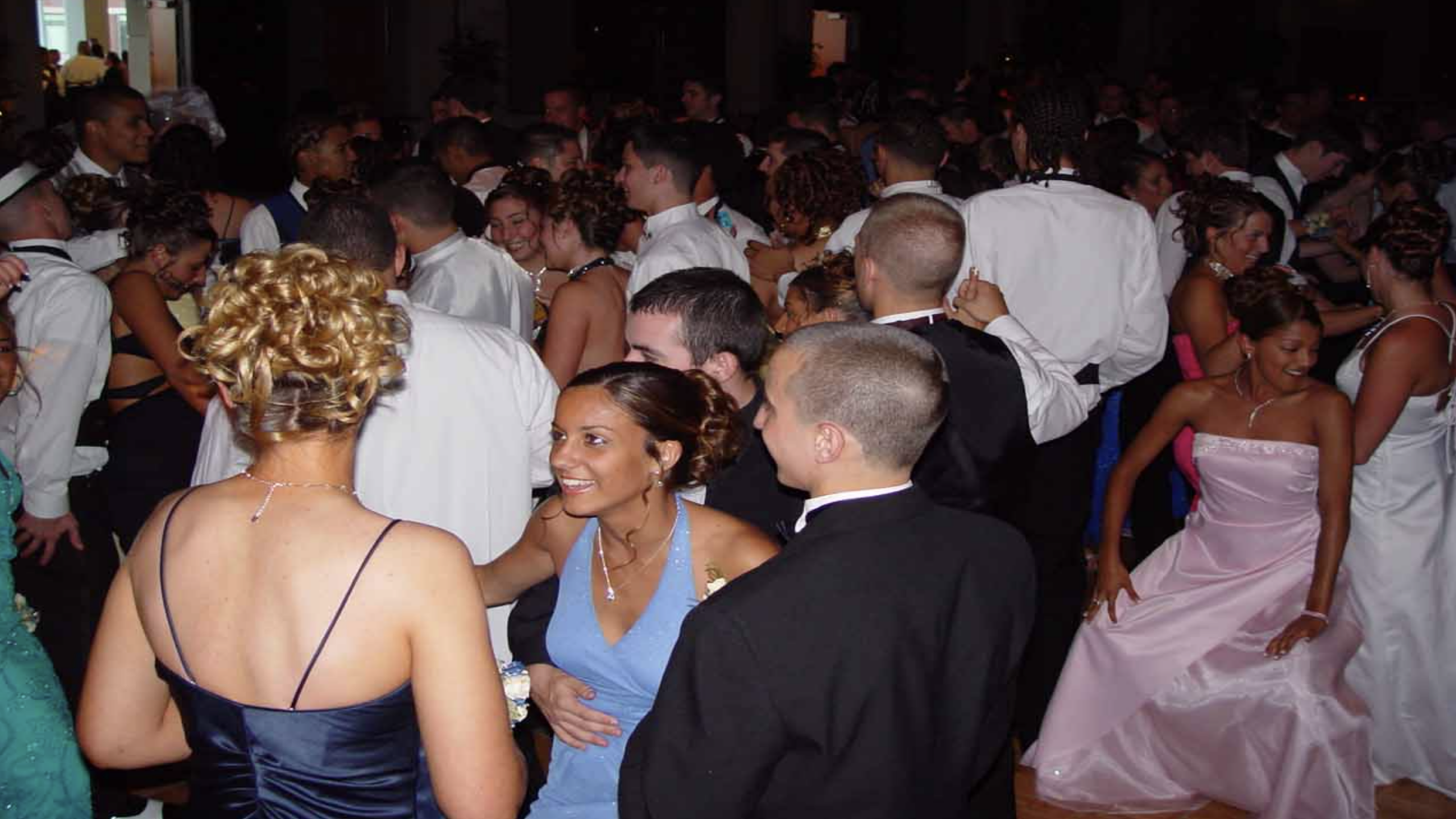 2000s prom photos with glossy makeup and dramatic look