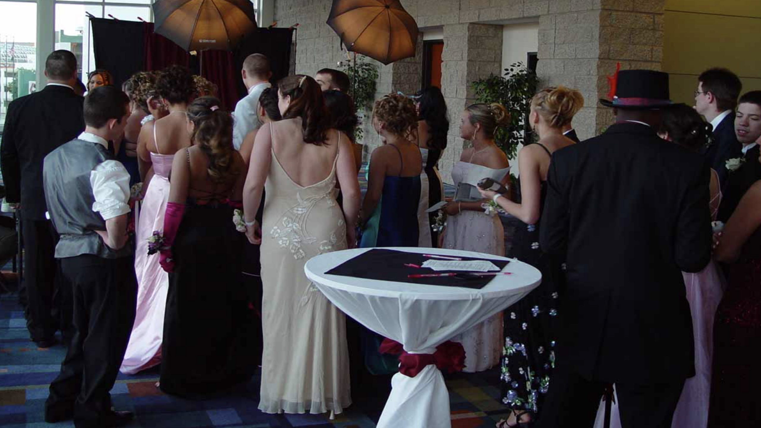 2000s prom photos full of sparkle, shine, and vibrant colors