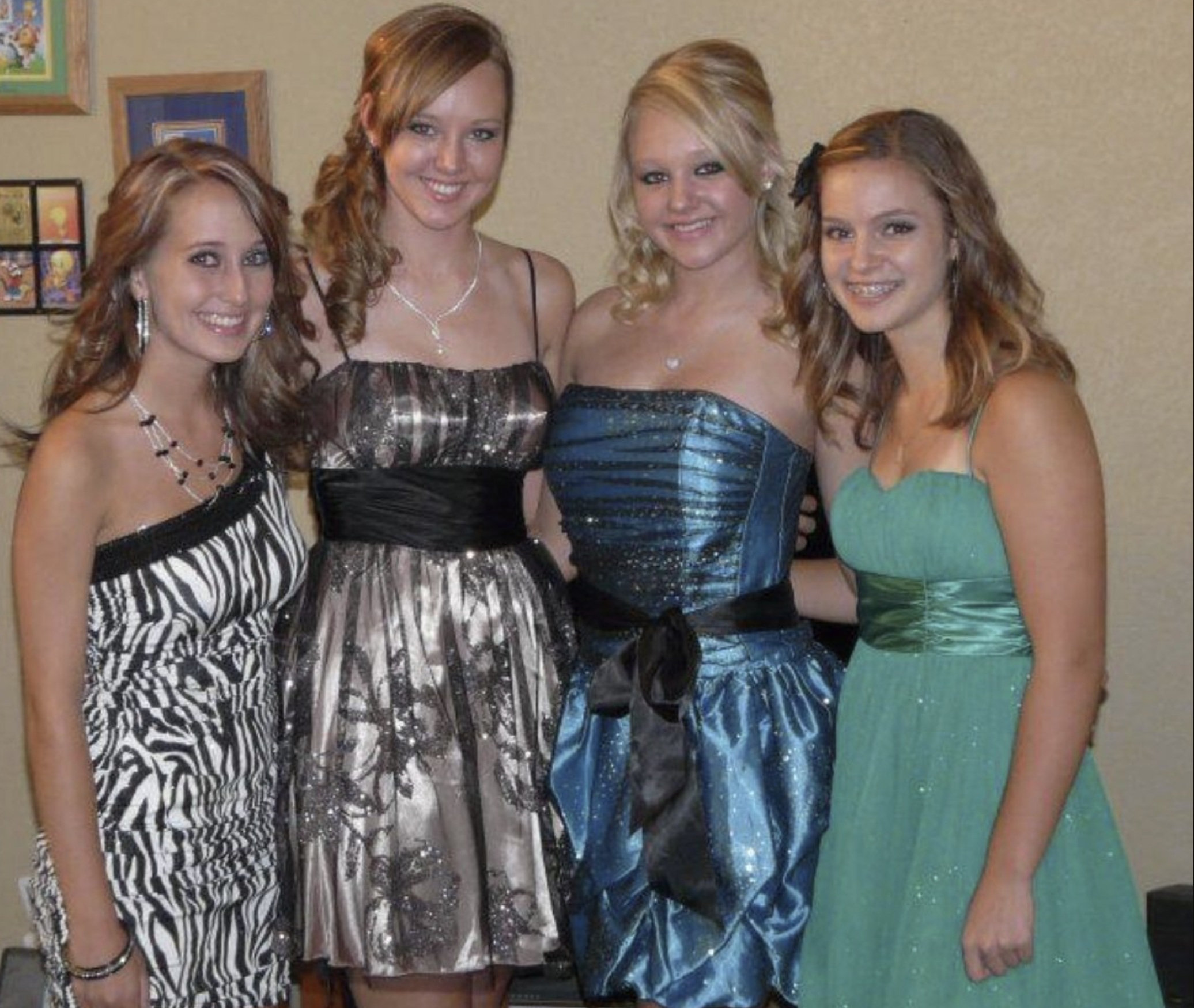 2000s prom photos with standout colorful prom dresses