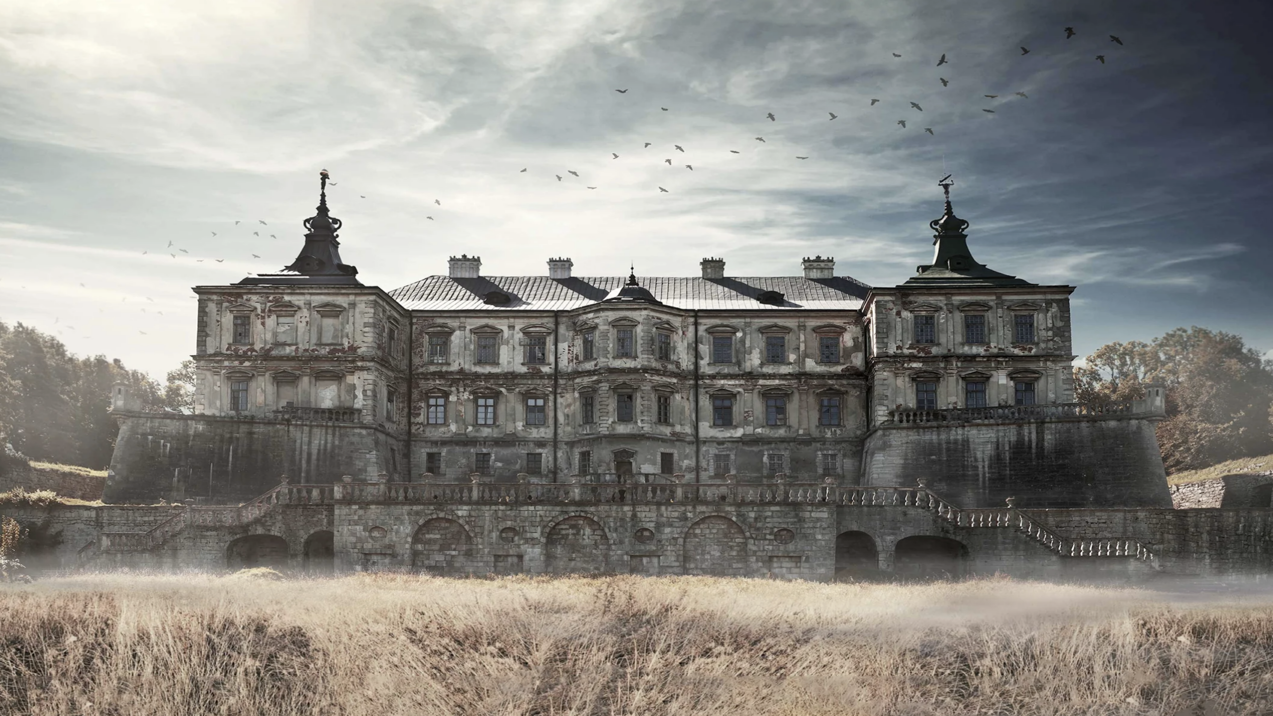 Abandoned Pidhirtsi Palace in Ukraine with damaged historic structure