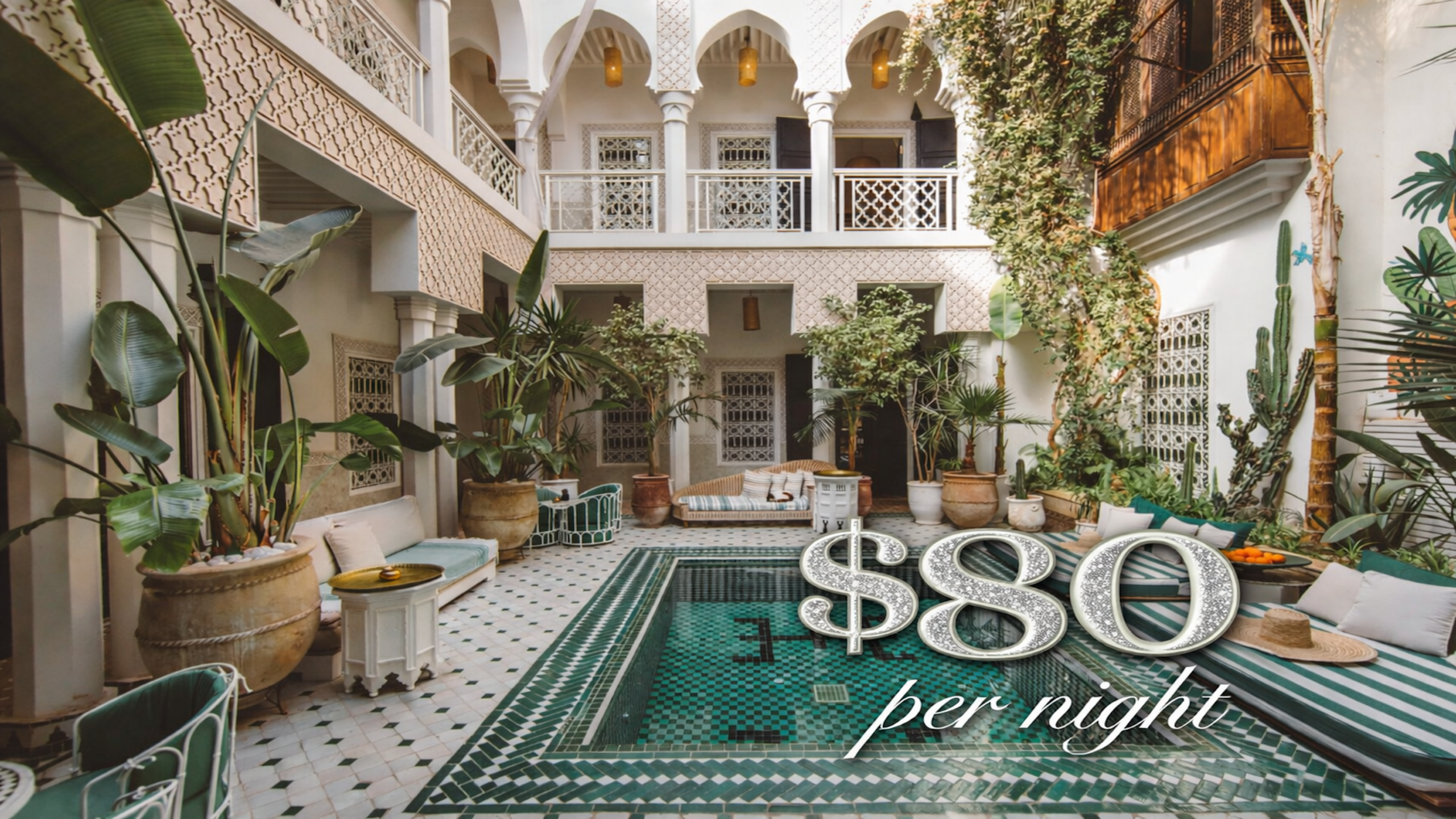 10 cheap luxury hotels featuring Riad Yasmine courtyard pool in Marrakech