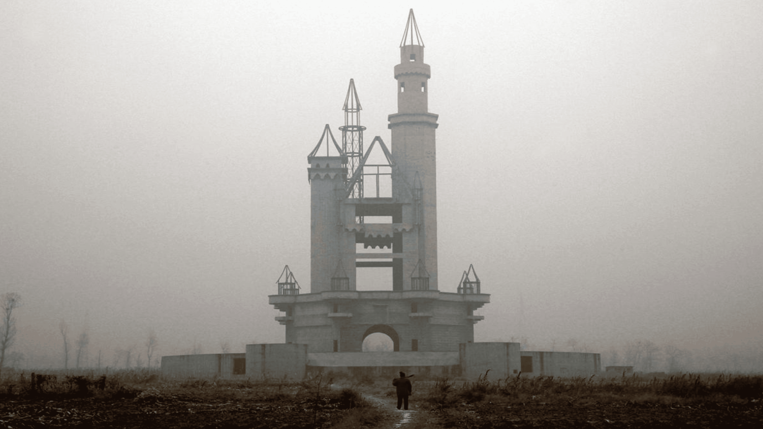 Abandoned Wonderland theme park in China with unfinished castle structure
