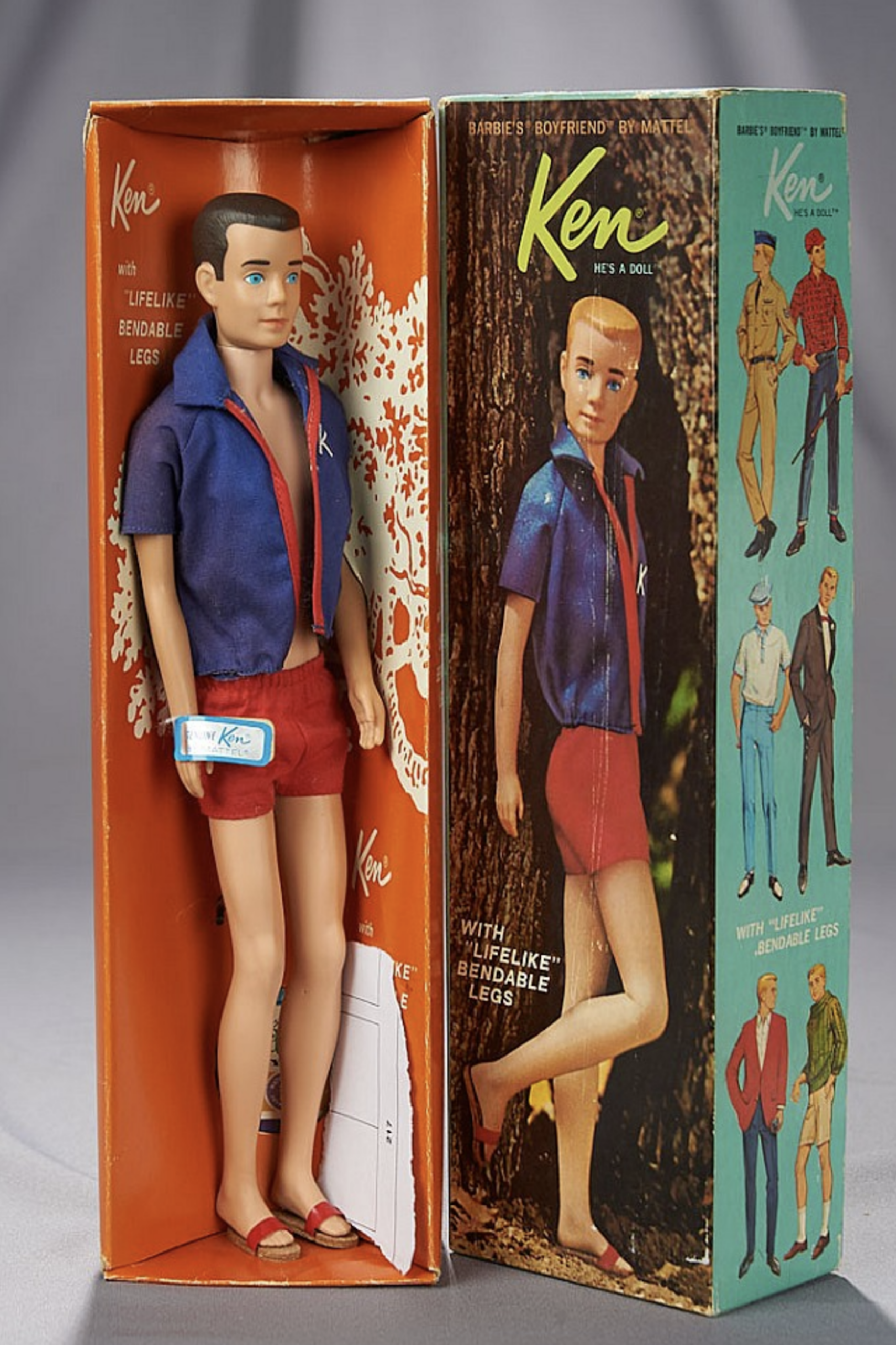 Bendable leg Ken dolls from 1964 highlighting articulated design evolution