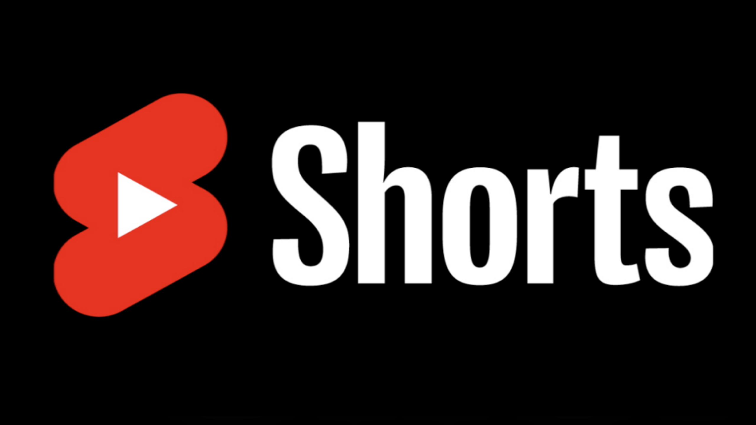 The image shows the YouTube Shorts logo with a red play button icon on the left and the word "Shorts" in bold white text on a black background.