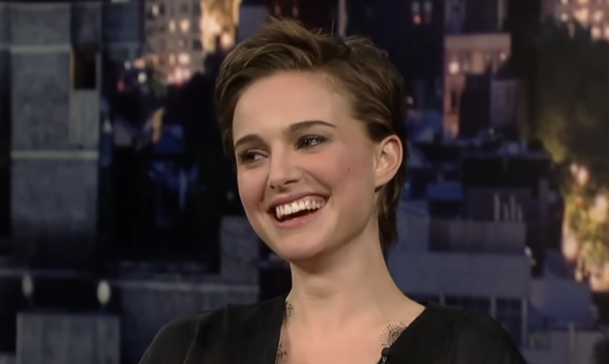 Natalie Portman smiling during an interview.